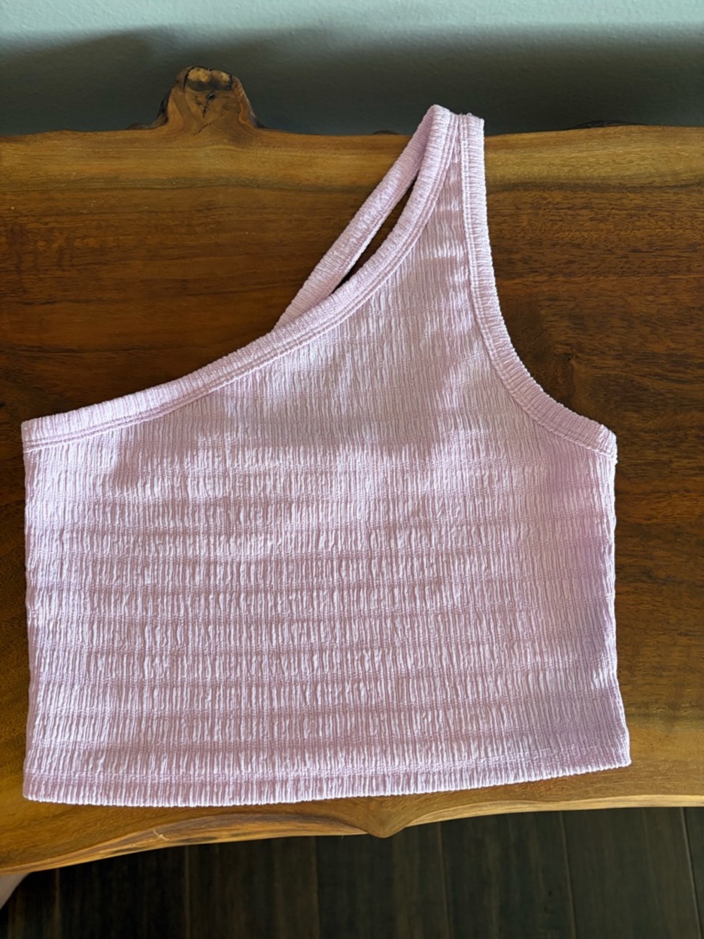 One-Shoulder lavender Ribbed Tank Top